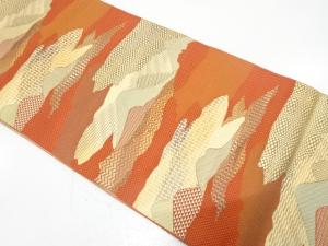 遠山に霞模様織り出し　名古屋帯